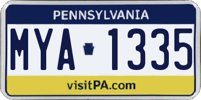 PA license plate MYA1335