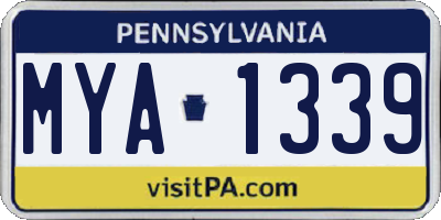 PA license plate MYA1339
