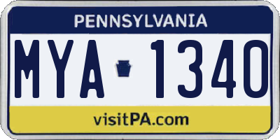 PA license plate MYA1340