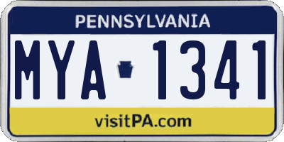 PA license plate MYA1341