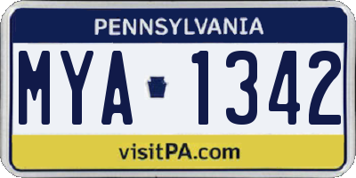PA license plate MYA1342