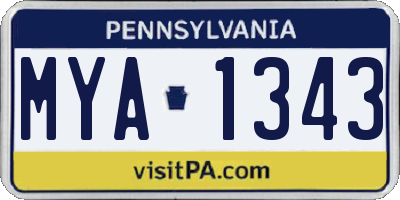 PA license plate MYA1343