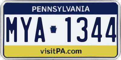 PA license plate MYA1344