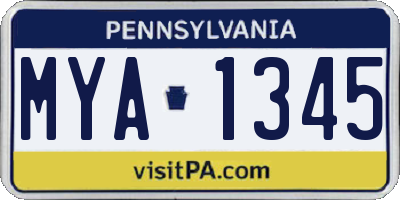 PA license plate MYA1345