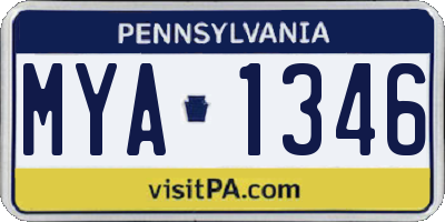 PA license plate MYA1346
