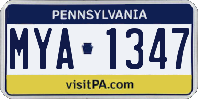 PA license plate MYA1347