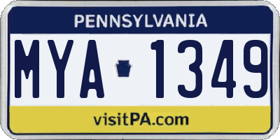 PA license plate MYA1349