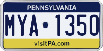 PA license plate MYA1350