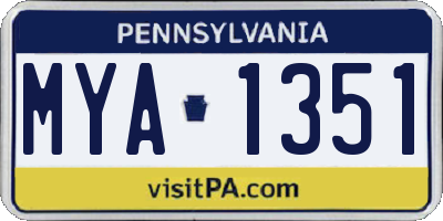 PA license plate MYA1351