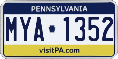 PA license plate MYA1352