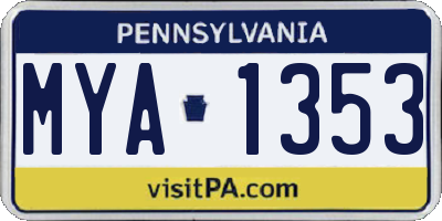 PA license plate MYA1353