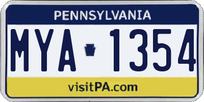 PA license plate MYA1354