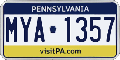 PA license plate MYA1357