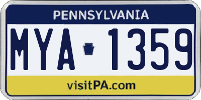 PA license plate MYA1359