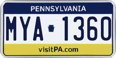 PA license plate MYA1360
