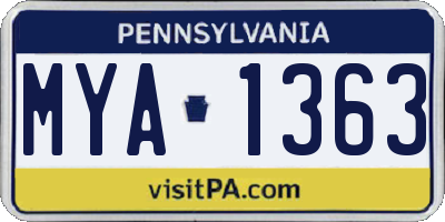 PA license plate MYA1363