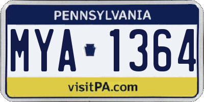 PA license plate MYA1364