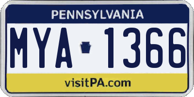 PA license plate MYA1366
