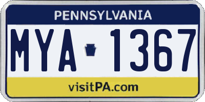 PA license plate MYA1367