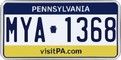 PA license plate MYA1368