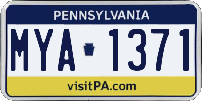 PA license plate MYA1371
