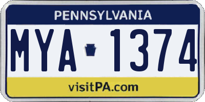 PA license plate MYA1374