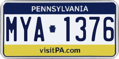 PA license plate MYA1376