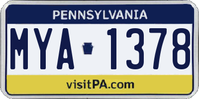 PA license plate MYA1378