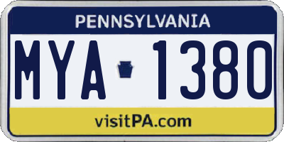 PA license plate MYA1380
