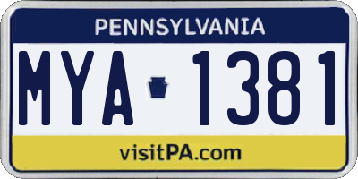 PA license plate MYA1381