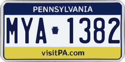 PA license plate MYA1382