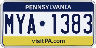 PA license plate MYA1383