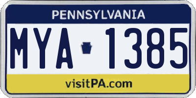 PA license plate MYA1385