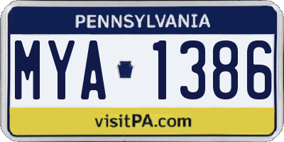 PA license plate MYA1386
