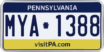 PA license plate MYA1388