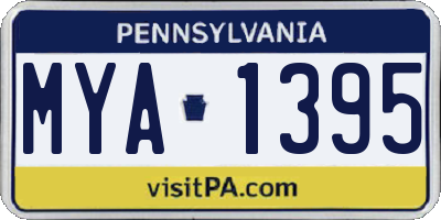 PA license plate MYA1395