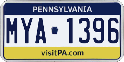 PA license plate MYA1396