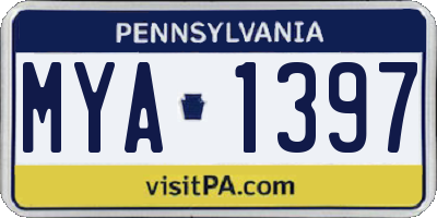 PA license plate MYA1397