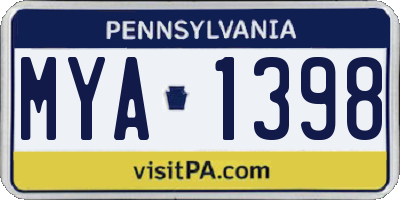 PA license plate MYA1398