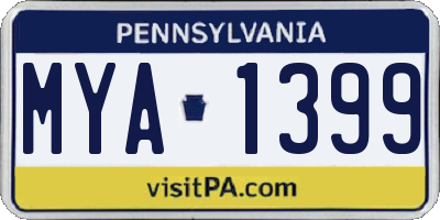 PA license plate MYA1399