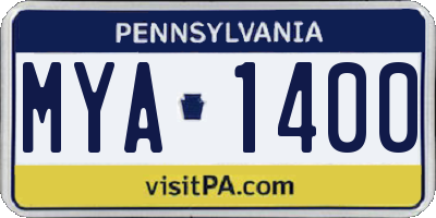 PA license plate MYA1400