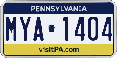 PA license plate MYA1404