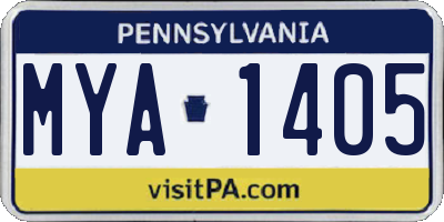 PA license plate MYA1405