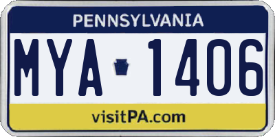 PA license plate MYA1406