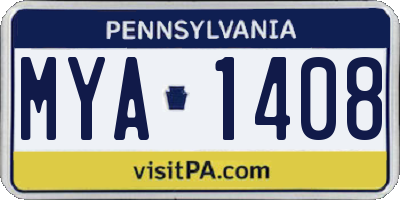 PA license plate MYA1408