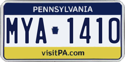 PA license plate MYA1410