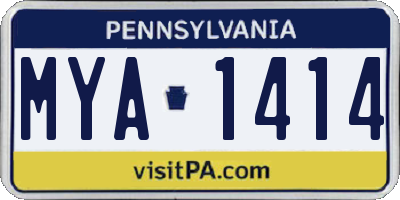 PA license plate MYA1414