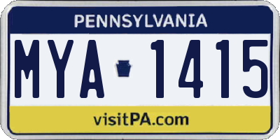 PA license plate MYA1415