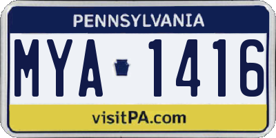 PA license plate MYA1416