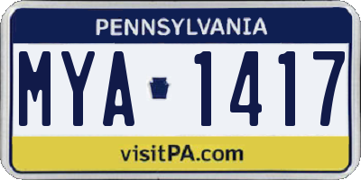 PA license plate MYA1417